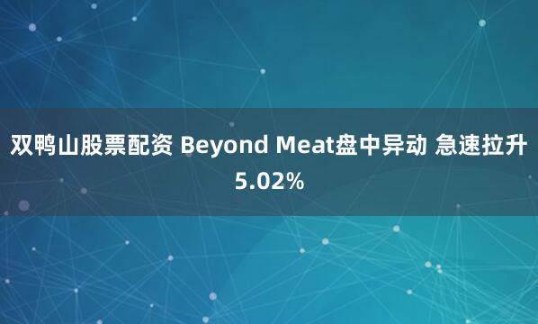 双鸭山股票配资 Beyond Meat盘中异动 急速拉升5.02%