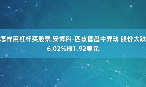 怎样用杠杆买股票 安博科-匹兹堡盘中异动 股价大跌6.02%报1.92美元