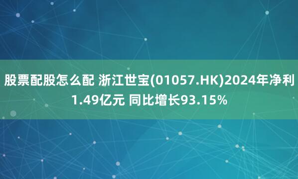 股票配股怎么配 浙江世宝(01057.HK)2024年净利1.49亿元 同比增长93.15%