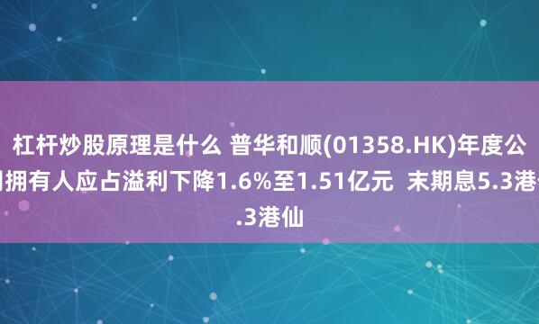 杠杆炒股原理是什么 普华和顺(01358.HK)年度公司拥有人应占溢利下降1.6%至1.51亿元  末期息5.3港仙