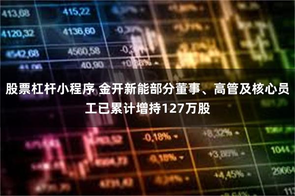 股票杠杆小程序 金开新能部分董事、高管及核心员工已累计增持127万股