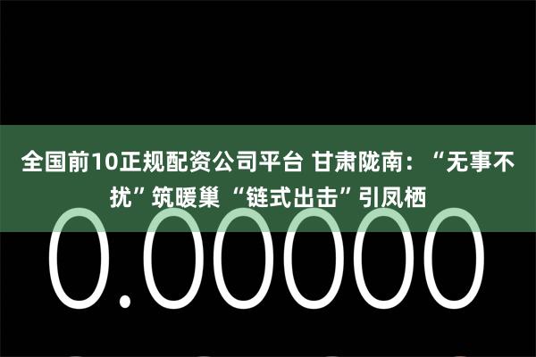 全国前10正规配资公司平台 甘肃陇南:“无事不扰”筑暖巢 “链式出击”引凤栖
